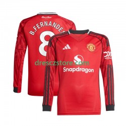 Manchester United Bruno Fernandes 8 Domácí Dres 2025-2026 Dlouhý rukáv Muže Fotbalové Dresy