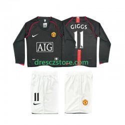 Manchester United GIGGS 11 2007 Retro Venkovní Dres 2008 Dlouhý rukáv Děti Fotbalové Dresy
