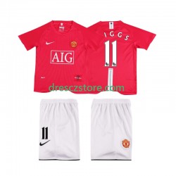 Manchester United GIGGS 11 Premier League 2007 Retro Domácí Dres 2008 Krátký rukáv Děti Fotbalové Dresy
