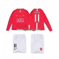 Manchester United GIGGS 11 Premier League 2009 Retro Domácí Dres 2008 Dlouhý rukáv Děti Fotbalové Dresy