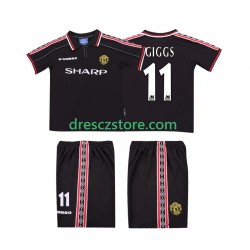 Manchester United GIGGS 11 Retro Venkovní Dres 1998 1999 Krátký rukáv Děti Fotbalové Dresy