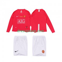 Manchester United Premier League 2009 Retro Domácí Dres 2008 Dlouhý rukáv Děti Fotbalové Dresy