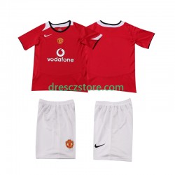 Manchester United 2005 Retro Domácí Dres 2006 Krátký rukáv Děti Fotbalové Dresy