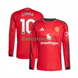 Manchester United Matheus Cunha 10 Domácí Dres 2025-2026 Dlouhý rukáv Muže Fotbalové Dresy