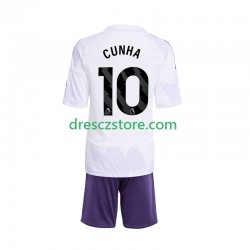 Manchester United Matheus Cunha 10 Venkovní Dres 2025-2026 Krátký rukáv Děti Fotbalové Dresy