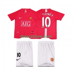 Manchester United ROONEY 10 Premier League 2007 Retro Domácí Dres 2008 Krátký rukáv Děti Fotbalové Dresy