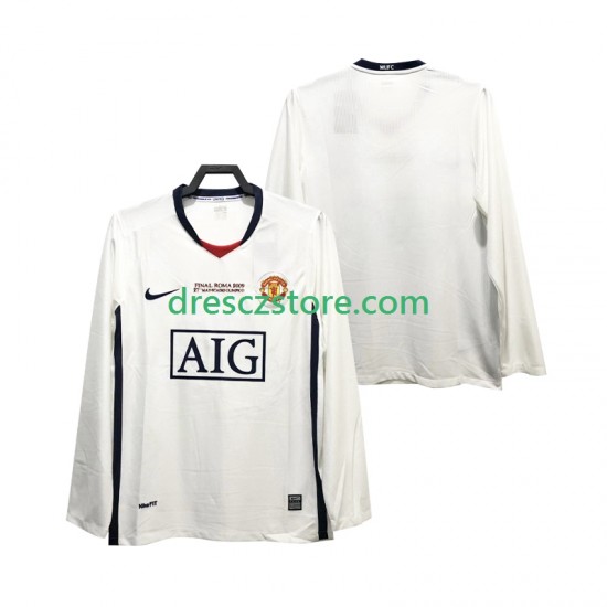 Manchester United Champions League 2009 Retro Venkovní Dres 2008 Dlouhý rukáv Muže Fotbalové Dresy