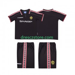Manchester United Retro Venkovní Dres 1998 1999 Krátký rukáv Děti Fotbalové Dresy