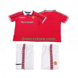 Manchester United Retro Domácí Dres 1998 1999 Krátký rukáv Děti Fotbalové Dresy
