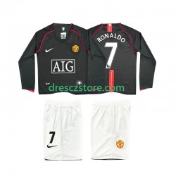 Manchester United Ronaldo 7 2007 Retro Venkovní Dres 2008 Dlouhý rukáv Děti Fotbalové Dresy