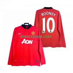 Manchester United Rooney 10 2013 2014 Retro Domácí Dres Dlouhý rukáv Muže Fotbalové Dresy