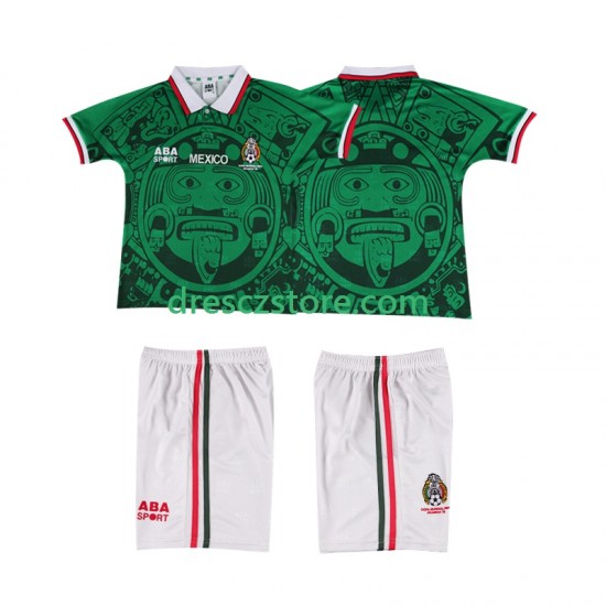 Mexiko Retro Domácí Dres 1998 Krátký rukáv Děti Fotbalové Dresy