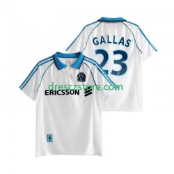 Olympique Marseille Gallas 23 Retro Domácí Dres 1998 1999 Krátký rukáv Muže Fotbalové Dresy