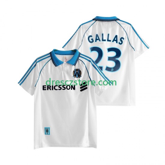 Olympique Marseille Gallas 23 Retro Domácí Dres 1998 1999 Krátký rukáv Muže Fotbalové Dresy