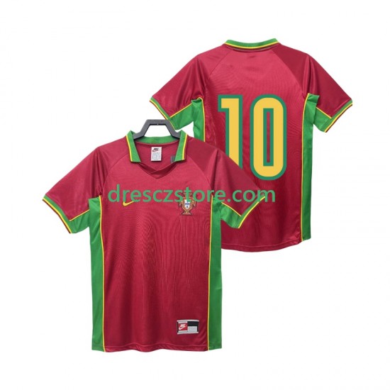 Portugalsko 10 Retro Domácí Dres 1998 Krátký rukáv Muže Fotbalové Dresy