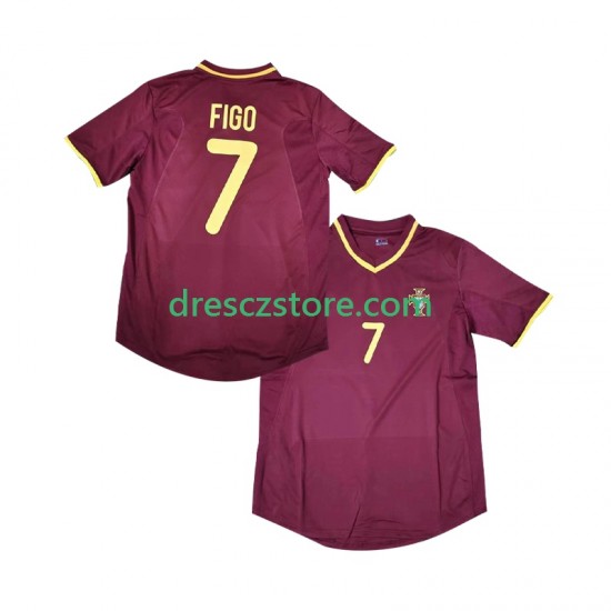 Portugalsko Figo 7 2000 Retro Domácí Dres Krátký rukáv Muže Fotbalové Dresy