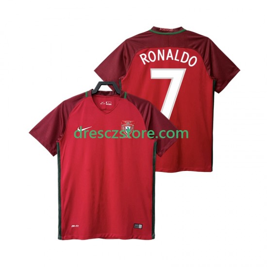 Portugalsko RONALDO 7 2016 Retro Domácí Dres Krátký rukáv Muže Fotbalové Dresy