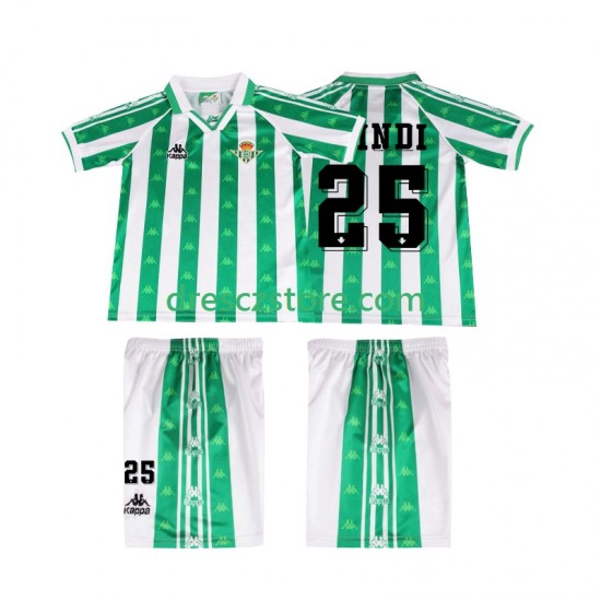 Real Betis FINIDI 25 1996 1997 Retro Domácí Dres Krátký rukáv Děti Fotbalové Dresy