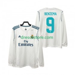 Real Madrid BENZEMA 9 2017 2018 Retro Domácí Dres Dlouhý rukáv Muže Fotbalové Dresy