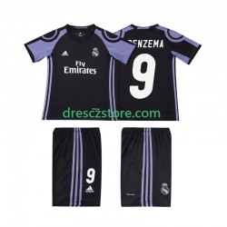 Real Madrid BENZEMA 9 2016 2017 Retro Alternativní Dres Krátký rukáv Děti Fotbalové Dresy
