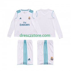 Real Madrid 2017 2018 Retro Domácí Dres Dlouhý rukáv Děti Fotbalové Dresy