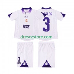 Real Madrid R CARLOS 3 1997 Retro Domácí Dres 1998 Krátký rukáv Děti Fotbalové Dresy