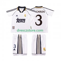 Real Madrid R CARLOS 3 2000 Retro Domácí Dres 1998 Krátký rukáv Děti Fotbalové Dresy