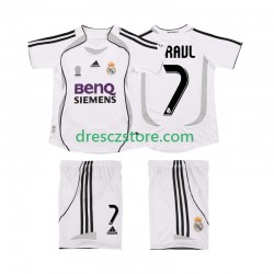 Real Madrid RAUL 7 2007 Retro Domácí Dres 2006 Krátký rukáv Děti Fotbalové Dresy