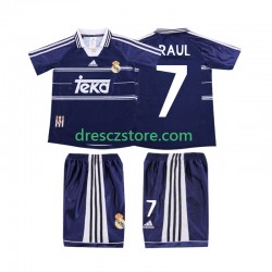 Real Madrid RAUL 7 Retro Venkovní Dres 1998 1999 Krátký rukáv Děti Fotbalové Dresy