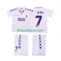 Real Madrid RAUL 7 1996 Retro Domácí Dres 1994 Krátký rukáv Děti Fotbalové Dresy