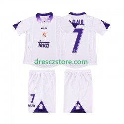 Real Madrid RAUL 7 1997 Retro Domácí Dres 1998 Krátký rukáv Děti Fotbalové Dresy