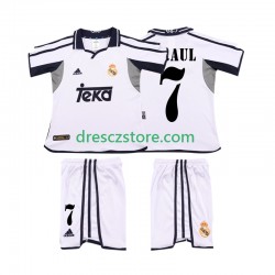 Real Madrid RAUL 7 2001 Retro Domácí Dres 2002 Krátký rukáv Děti Fotbalové Dresy
