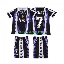 Real Madrid RAUL 7 1997 Retro Alternativní Dres 1998 Krátký rukáv Děti Fotbalové Dresy