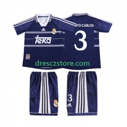 Real Madrid ROBERTO CARLOS 3 Retro Venkovní Dres 1998 1999 Krátký rukáv Děti Fotbalové Dresy