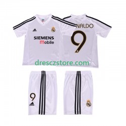 Real Madrid RONALDO 9 5 Retro Domácí Dres 2004 2002 Krátký rukáv Děti Fotbalové Dresy