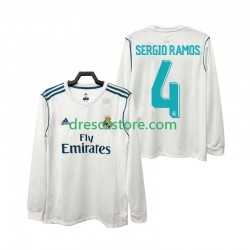Real Madrid SERGIO RAMOS 4 2017 2018 Retro Domácí Dres Dlouhý rukáv Muže Fotbalové Dresy