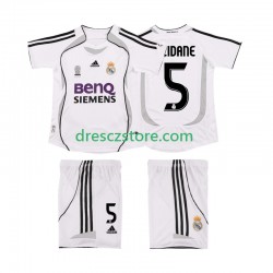 Real Madrid ZIDANE 5 2007 Retro Domácí Dres 2006 Krátký rukáv Děti Fotbalové Dresy