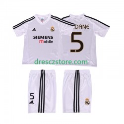 Real Madrid ZIDANE 5 5 Retro Domácí Dres 2004 2002 Krátký rukáv Děti Fotbalové Dresy