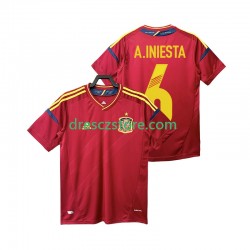 Španělsko Andres Iniesta 6 2012 Retro Domácí Dres Krátký rukáv Muže Fotbalové Dresy