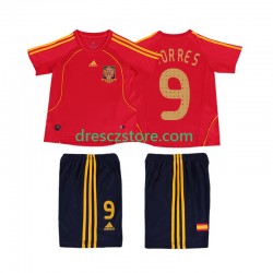 Španělsko TORRES 9 Retro Domácí Dres 2008 Krátký rukáv Děti Fotbalové Dresy