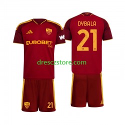 AS Řím Paulo Dybala 21 Domácí Dres 2026-2027 Krátký rukáv Děti Fotbalové Dresy