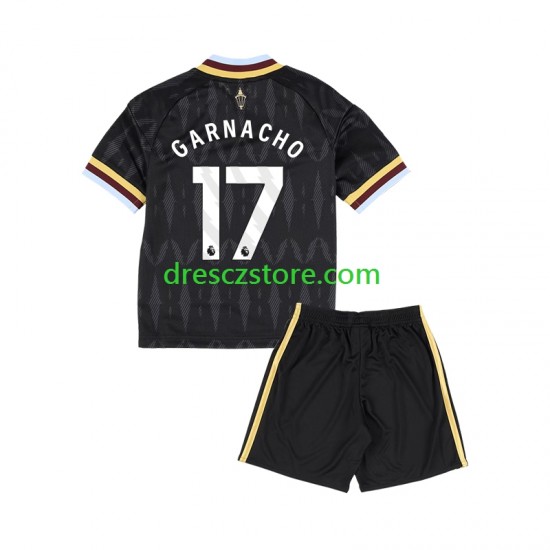 Aston Villa Alejandro Garnacho 17 Venkovní Dres 2026-2027 Krátký rukáv Děti Fotbalové Dresy