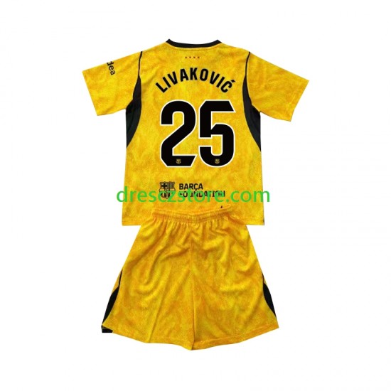 FC Barcelona Dominik Livakovic 25 Brankářské Čtvrtý Dres 2026-2027 Krátký rukáv Děti Fotbalové Dresy