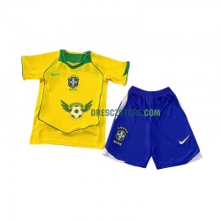 Brazílie Retro Domácí Dres 2004 Krátký rukáv Děti Fotbalové Dresy