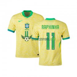 Brazílie RAPHINHA 11 Domácí Dres 2024 Krátký rukáv Muže Fotbalové Dresy