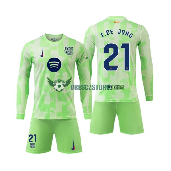 FC Barcelona F DE JONG 21 Alternativní Dres 2024-2025 Dlouhý rukáv Děti Fotbalové Dresy
