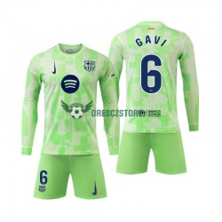 FC Barcelona Gavi 6 Alternativní Dres 2024-2025 Dlouhý rukáv Děti Fotbalové Dresy