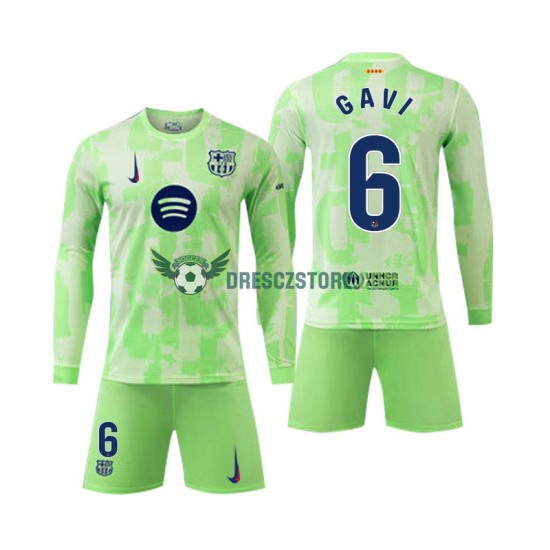 FC Barcelona Gavi 6 Alternativní Dres 2024-2025 Dlouhý rukáv Děti Fotbalové Dresy