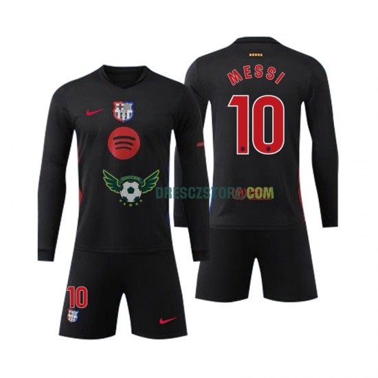 FC Barcelona Lionel Mess 10 Venkovní Dres 2024-2025 Dlouhý rukáv Děti Fotbalové Dresy