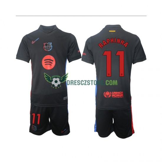 FC Barcelona Raphinha 11 Venkovní Dres 2024-2025 Krátký rukáv Děti Fotbalové Dresy